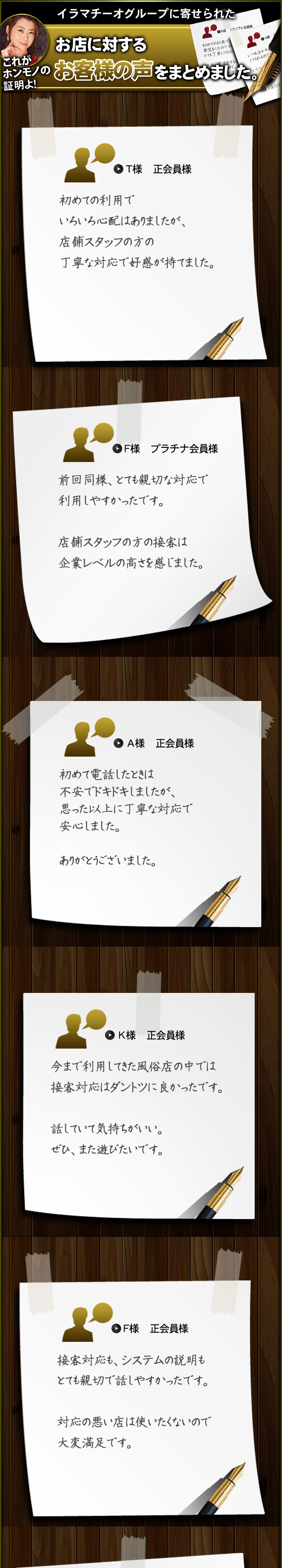 お店に対するお客様の声